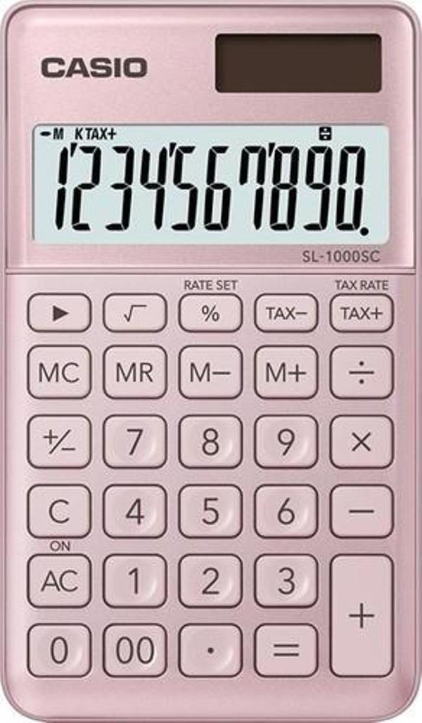Casio SL-1000SC-PK Cep Tipi 10 Hane Pembe Hesap Makinesi - Image 1