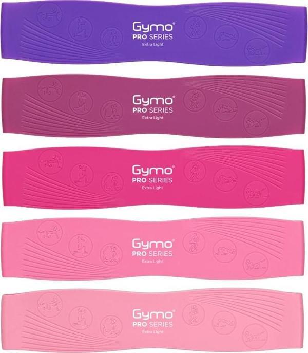 Gymo Pro Series Çantalı Direnç Bandı Fitness Pilates Esnetme Lastiği 5'li Set Silikon Mor - Image 1