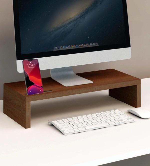 BK Gift Ahşap Telefon Bölmeli Monitör Yükseltici Stand - Image 1