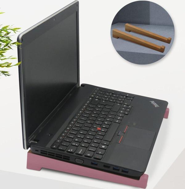 BK Gift Taşınabilir Ahşap Pembe Notebook Laptop Standı - Image 1