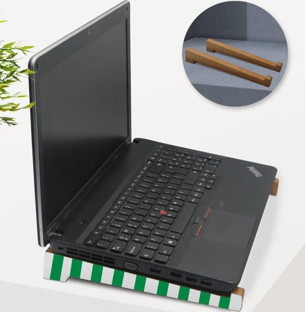 BK Gift Taşınabilir Ahşap Yeşil Beyaz Notebook Laptop Standı - Image 1