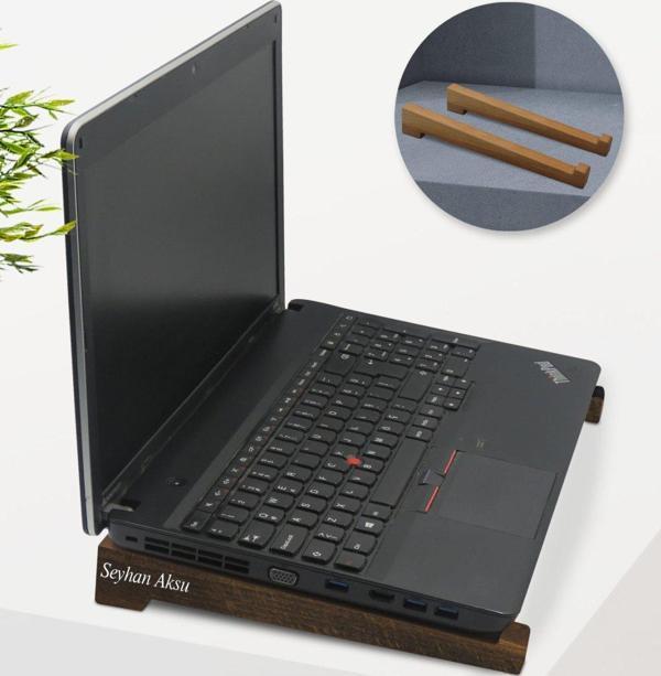 BK Kişiye Özel Taşınabilir Ahşap Ceviz Notebook Laptop Standı - Image 1