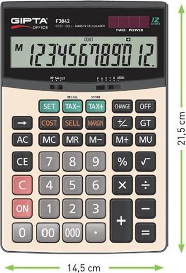 Gıpta Hesap Makinesi Masa Üstü 12 Hane F3042 - Image 1