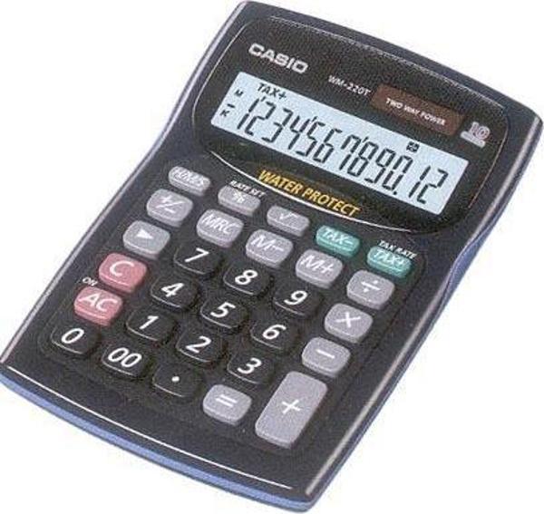 Casio WM-220MS-BU 12 Hane Mavi Suya-Toza Dayanıklı Masa Üstü Hesap Makinesi - Image 1