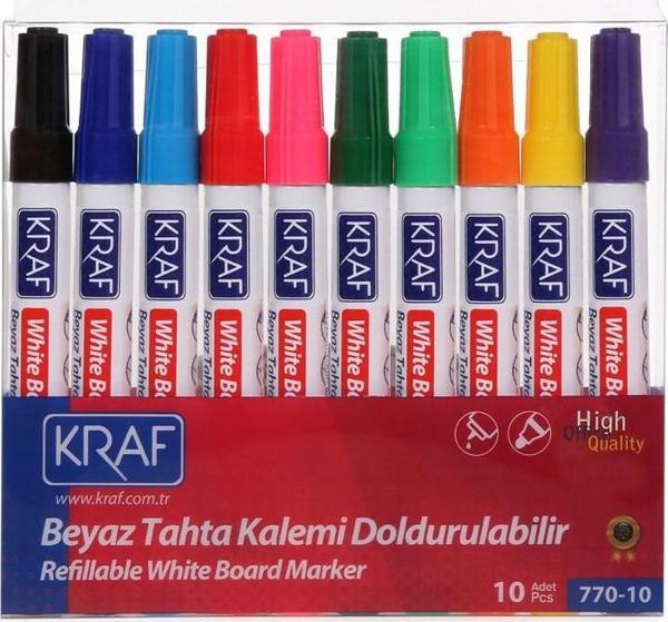 KRAF BEYAZ TAHTA KALEMİ DOLDURULABİLİR 770-10 10 LU SET - Image 1