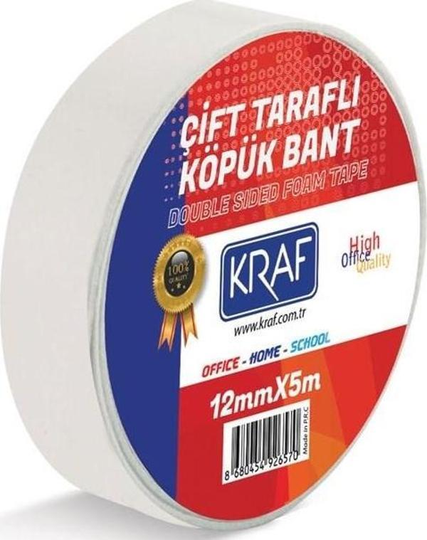 KRAF ÇİFT TARAFLI KÖPÜK BANT 12MMX5M 5012G - Image 1