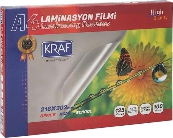 KRAF LAMİNASYON FİLMİ PARLAK A4 125MIC 100LÜ 2124 - Image 1