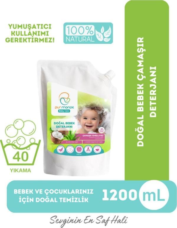 Pur Monde Doğal Bebek Ve Çocuk Deterjanı 1200 Ml Yumuşatıcı - Image 1