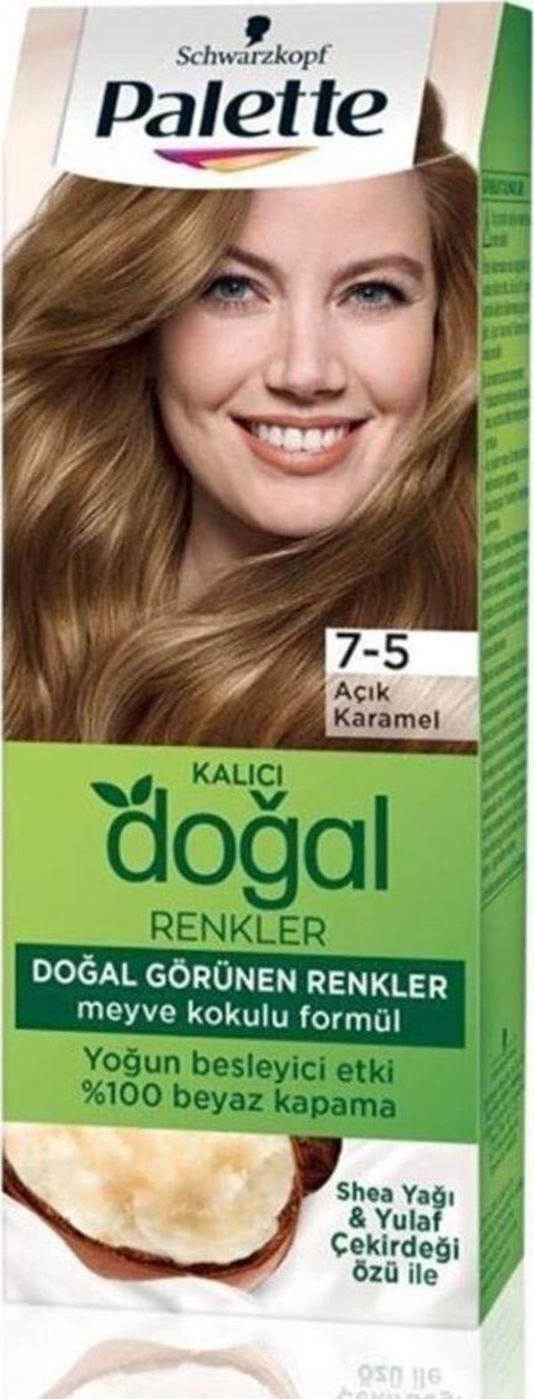 Palette 7-5 Açık Karamel Kalıcı Doğal Renkler Saç Boyası - Image 1