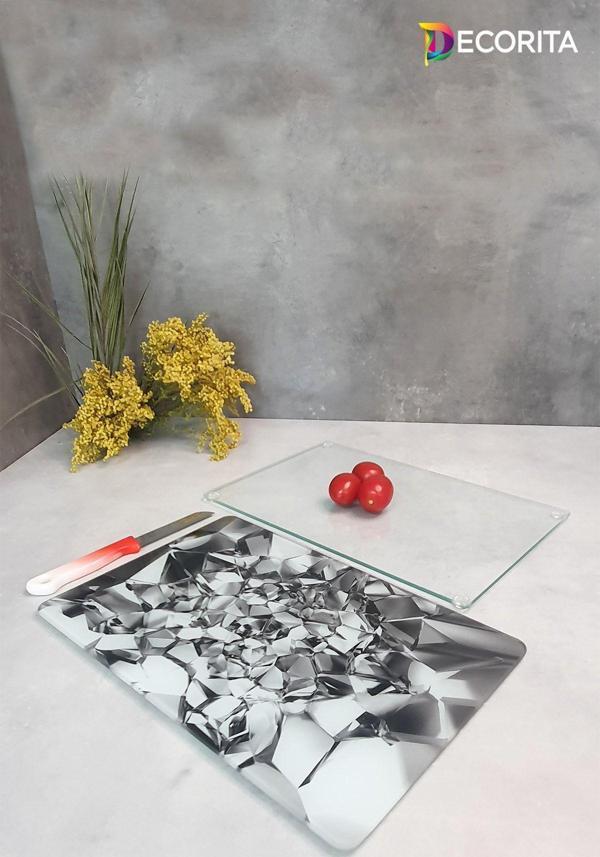 Cam Kesme Tahtası - Cam Kesme Tablası | 2'li Takım | Gümüş Kristal Ve Saydam | 20cm x 30cm - Image 1