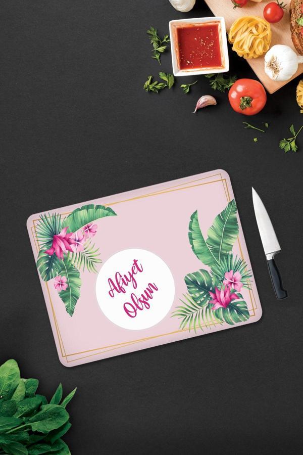 Cam Kesme Tahtası - Cam Kesme Tablası | Bon Appetit | Tropik Flamingo | 30cm x 40cm - Image 1
