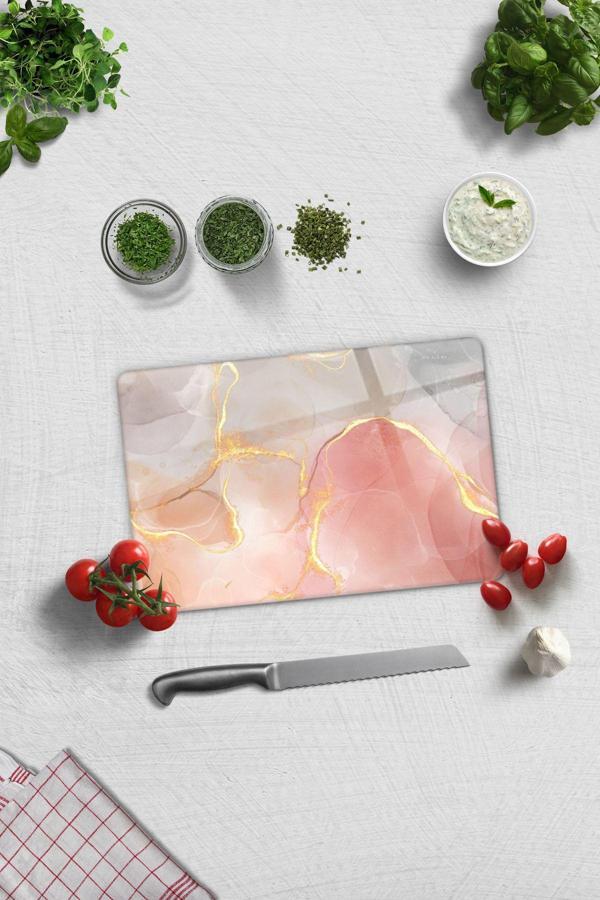 Cam Kesme Tahtası - Cam Kesme Tablası | Romantik Mermer | 20cm x 30cm - Image 1
