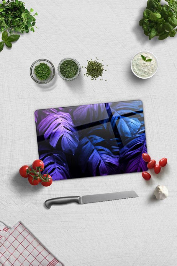 Cam Kesme Tahtası - Cam Kesme Tablası | Tropik Palmiye | 20cm x 30cm - Image 1