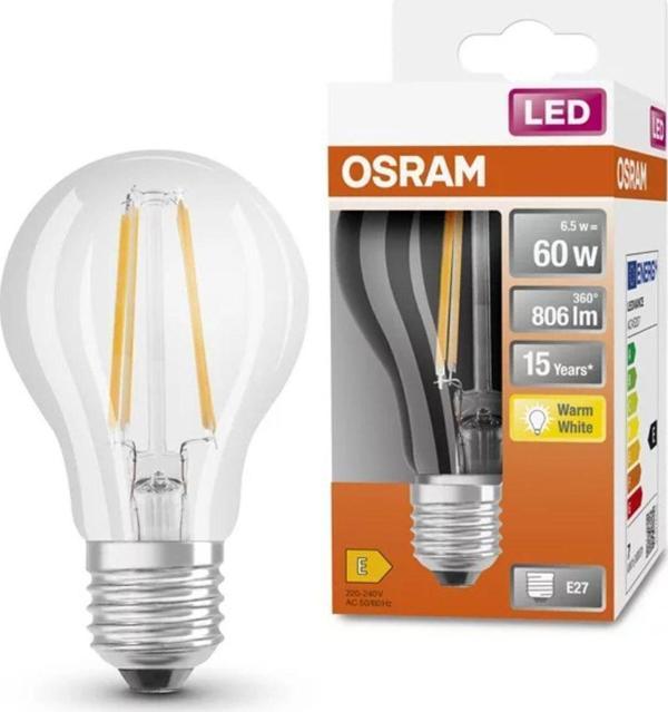 OSRAM LED FLAMENT 6W SARI IŞIK E27 - Image 1