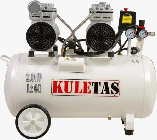 Kuletaş Süper Sessiz Yağsız Kompresör 60 Litre Çift Motor 2 Hp - Image 1
