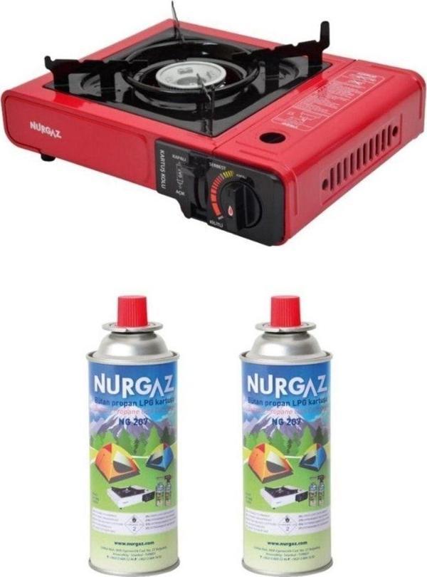 NURGAZ Ng 501 Tekli Portatif Kırmızı Ocak + 2 Adet Kartuş - Image 1