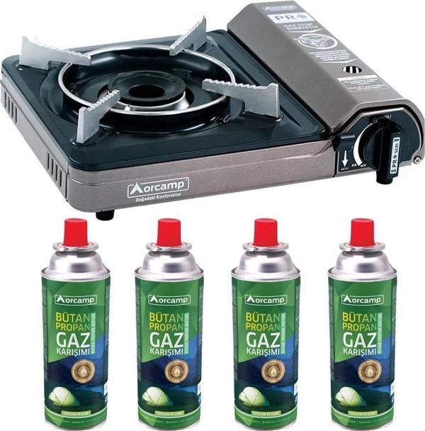 Orcamp Kamp Ocak Gaz Stop Emniyetli Ck-505 Gri Ve 4 Adet 227 Kartuş Gkh - Image 1