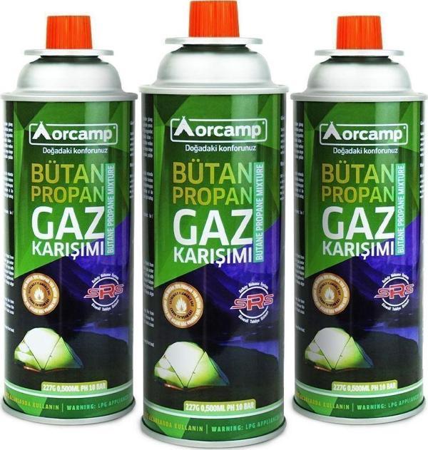 Orcamp Valfli Gaz Ocak Kartuşu 3'Lü Set 227 Gr - Image 1