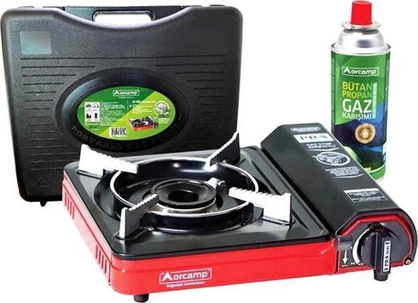 Orcamp Portatif Kamp Ocağı Kullanıma Hazır Kırmızı Çantalı Kartuşlu - Image 1
