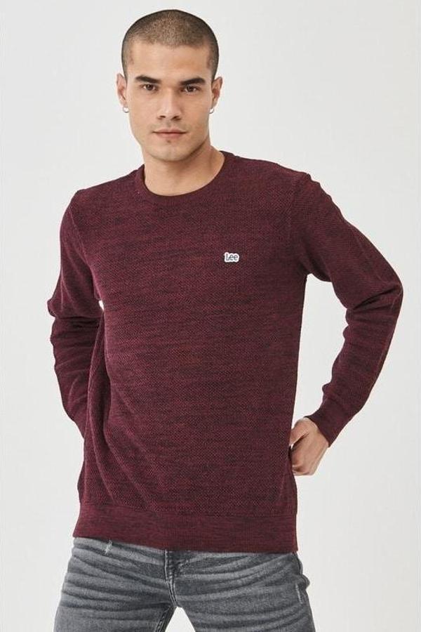 Lee Regular Fit Normal Kesim Bordo Erkek Kazak - Image 1
