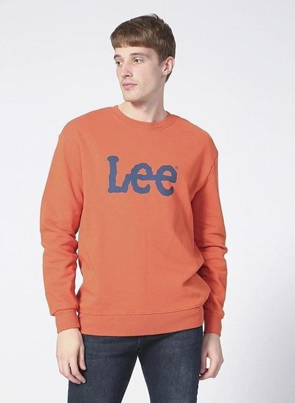 Lee Bisiklet Yaka Turuncu Erkek Sweatshirt - Image 1