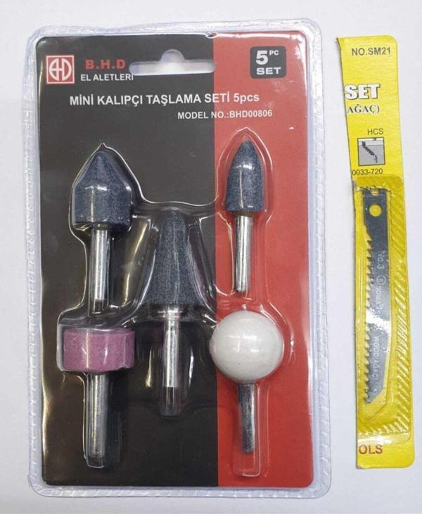 Asaf Yapı Market 5 Parça Mini Kalıpçı Taşlama Seti Uç Vızvız Seti Soma Dekopaj Bıcagı 1 Adet - Image 1