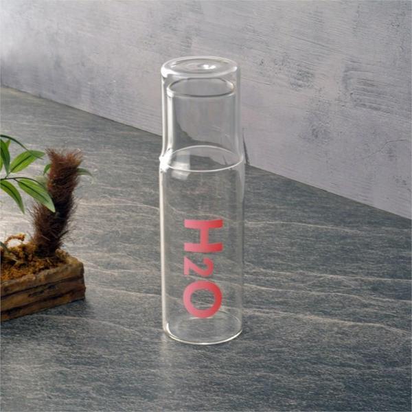 başucu bardaklı sürahi - cam başucu sürahisi 600 ml. pembe - Image 1