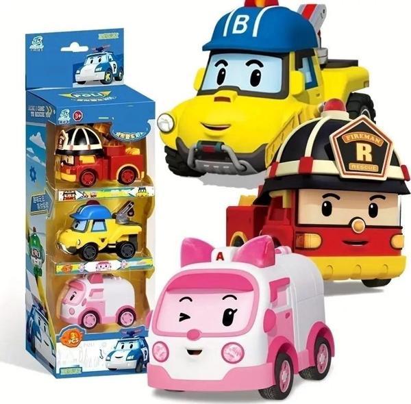 Robocar Poli Sürtmeli İt gitsin 3 lü set Roy - Bucky - Amber Muadil - Image 1