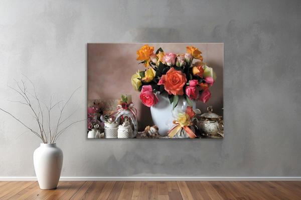 Dekoratif Çiçekler  YatayKanvas Tablo 72  - Image 1