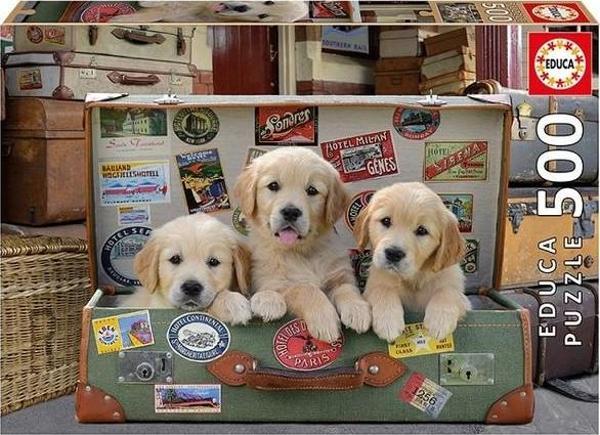 Educa 17645 Puppies In The Luggage 500 Parça Puzzle - Image 1