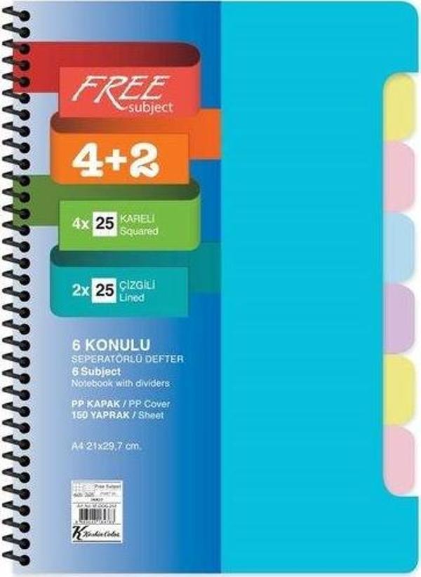 Keskin A4 4+2x25=150Yp. Ayraçlı Free Subject Defter Mavi - Image 1