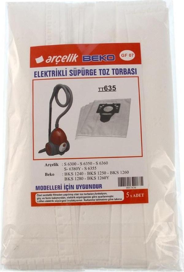 KGPart Süpürge Toz Torbası TT 635 3 Kat 5'li, Arçelik & Beko ile uyumlu - Image 1