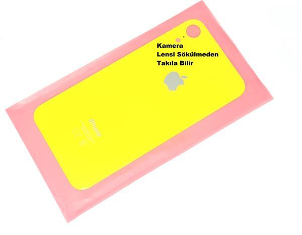 Tkgz İphone XR Arka Pil Batarya Kapağı (CAM) Sarı - Image 1