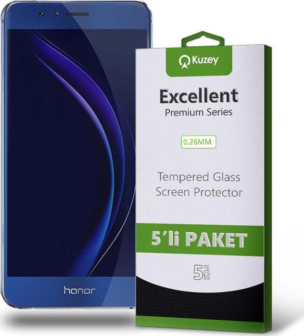 KZY İletişim Huawei Honor 8 Temperli Ekran Koruyucu Kırılmaz Cam Ekonomik 5'li Paket - Image 1
