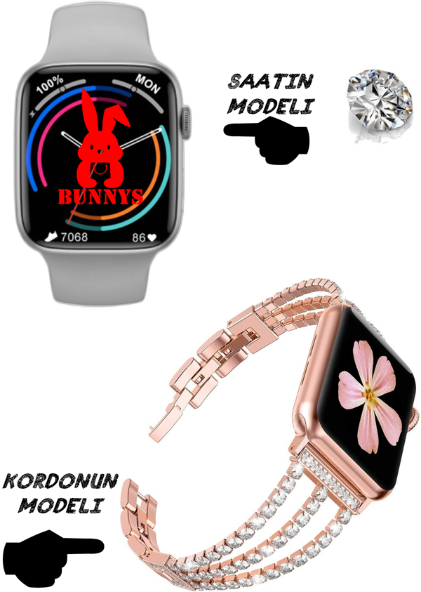 Pırlanta Kordonlu Akıllı Saat Wacht 8 Nfc Özellikli Bt Konuşma Özellikli Akıllı Saat - Image 1