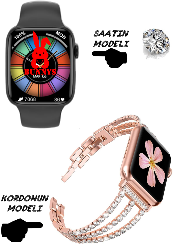 Pırlanta Kordonlu Akıllı Saat Wacht 8 Nfc Özellikli Bt Konuşma Özellikli Akıllı Saat - Image 1