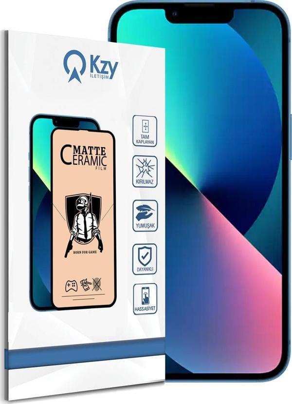 KZY İletişim Apple iPhone 13 Tam Kaplayan Mat Seramik Nano Esnek Ekran Koruyucu Cam - Image 1
