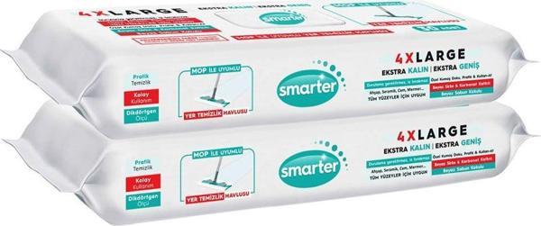 Smarter 2 Adet Yer Temizlik Havlusu Bezi 4XL Mopa Uyumlu Yüzey Beyaz Sabun Kokulu Sirke ve Karbonat Katkılı 60 Yaprak - Image 1