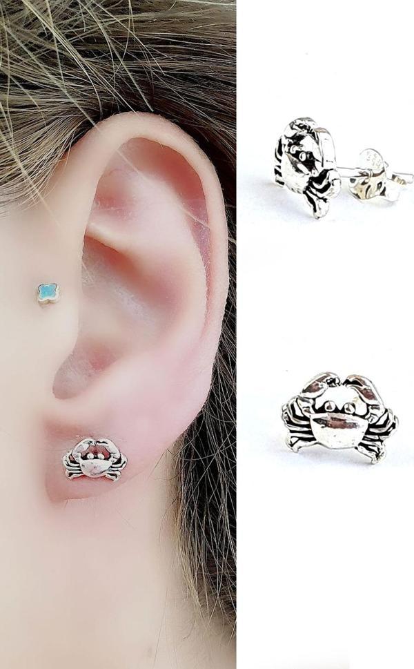 925ayar Gümüş Yengeç Figürlü Tasarım Küpe - Image 1