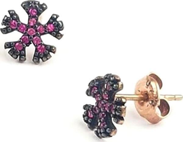 Pembe zirkon taşlı kar tanesi figürlü gümüş küpe - Image 1