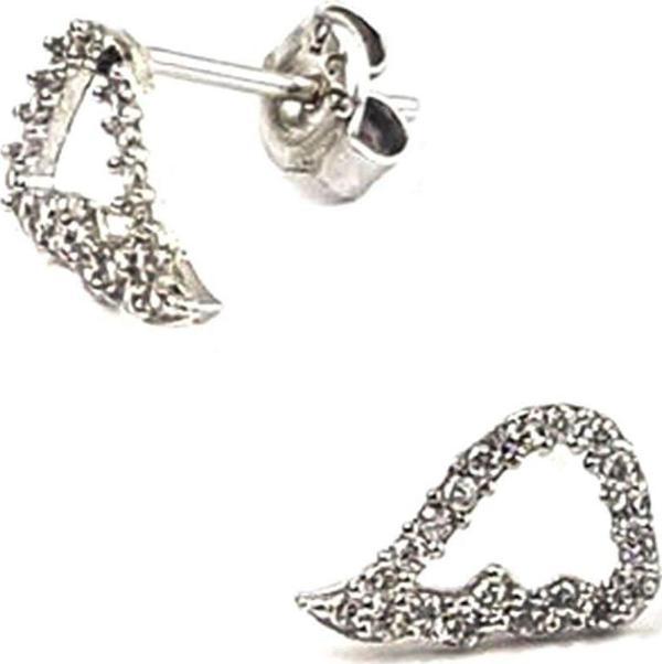 Melek kanadı figürlü zirkon taşlı gümüş bayan küpe - Image 1