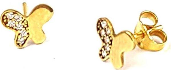 Kelebek Figürlü gümüş üzerine altın kaplama minimal küpe - Image 1