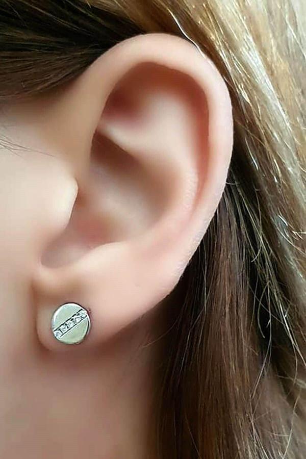 Zirkon taş detaylı italyan tasarımı gümüş lüks küpe  - Image 1