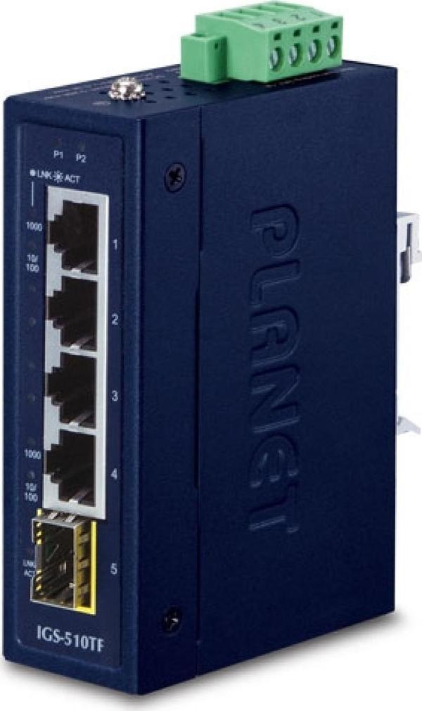 Endüstriyel Kompakt 4-Port 10/100/1000T + 1-Port 100/1000X SFP Gigabit Ethernet Switch&lt;br&gt;Indu - Image 1