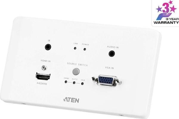 HDMI &amp; VGA HDBaseT Transmitter with EU Wall Plate / PoH (4K@100m) (HDBaseT Class A) (PoH PD) - Image 1