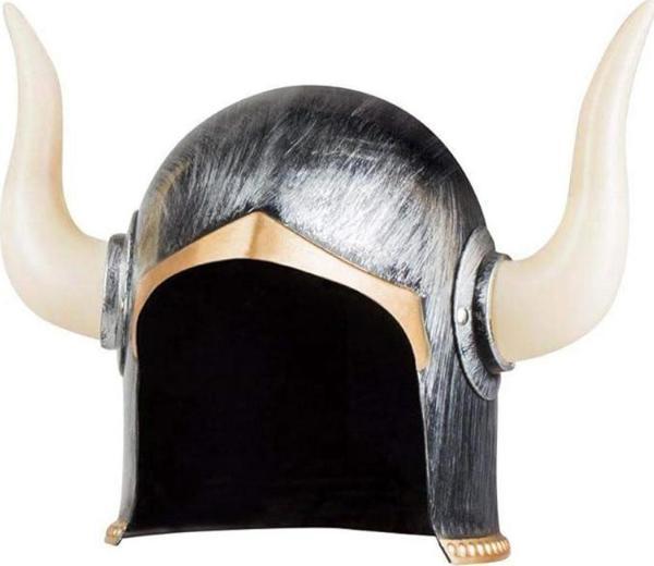 Mega Boynuzlu Viking Ivar Kaskı Eskitilmiş Desen Gümüş Renk - Image 1