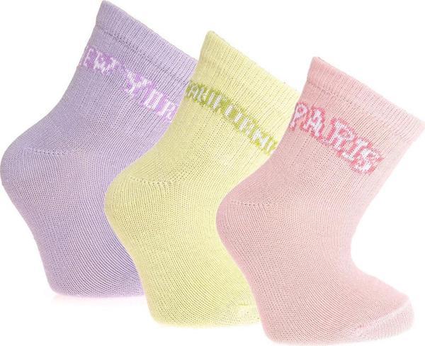 HelloBaby Şehir Yazılı 3lü Soket Çorap Kız Bebek - Image 1