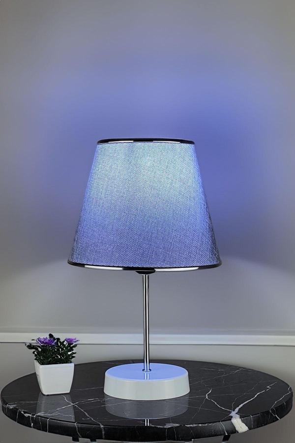 Eslight Krom Şerit Gri Modern Abajur Y13 - Image 1