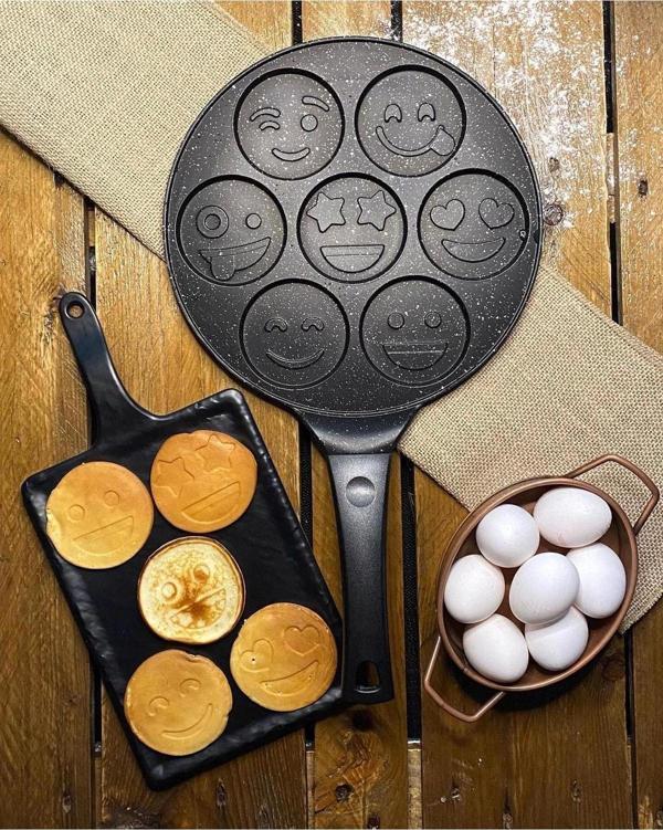 Eda granit pankek tava 28 cm gülen yüz emojili pankek tavası - Image 1