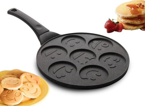 granit pankek tavası 28 cm gülen yüz emojili pankek tavası - Image 1